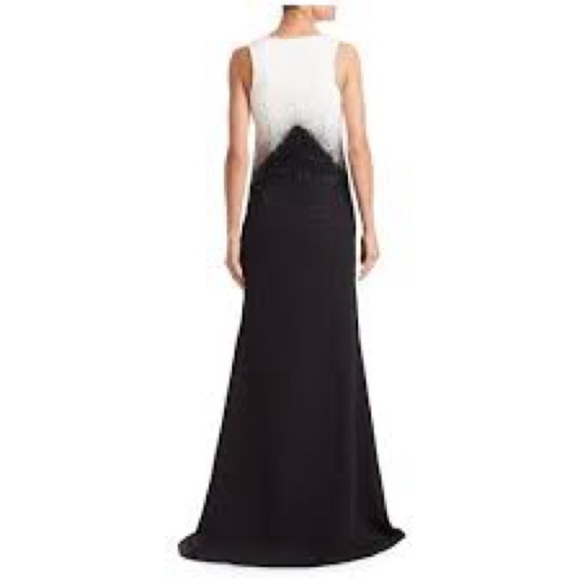 Sachin & Babi Ahluwalia Ombre Beaded Gown Black White Formal Dress | Size 12 - Picture 4 of 13